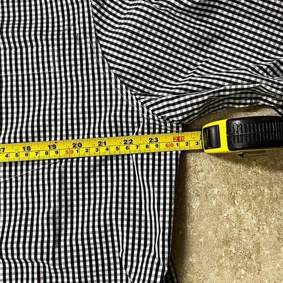 Chaps Stretch Black and White Checkered Men's Button Down Shirt - Picture 5 of 6